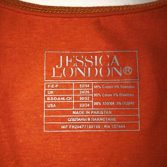 JESSICA LONDON Scoop Neck Pullover Top 3/4 Sleeves Orange (22/24) - Picture 11 of 14